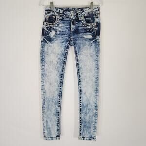 Miss Me Jeans Signature Ankle Skinny Size 25 and 29 Inseam Rhinestones JE8445AKS